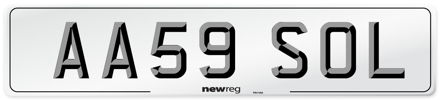 AA59 SOL Number Plate from New Reg